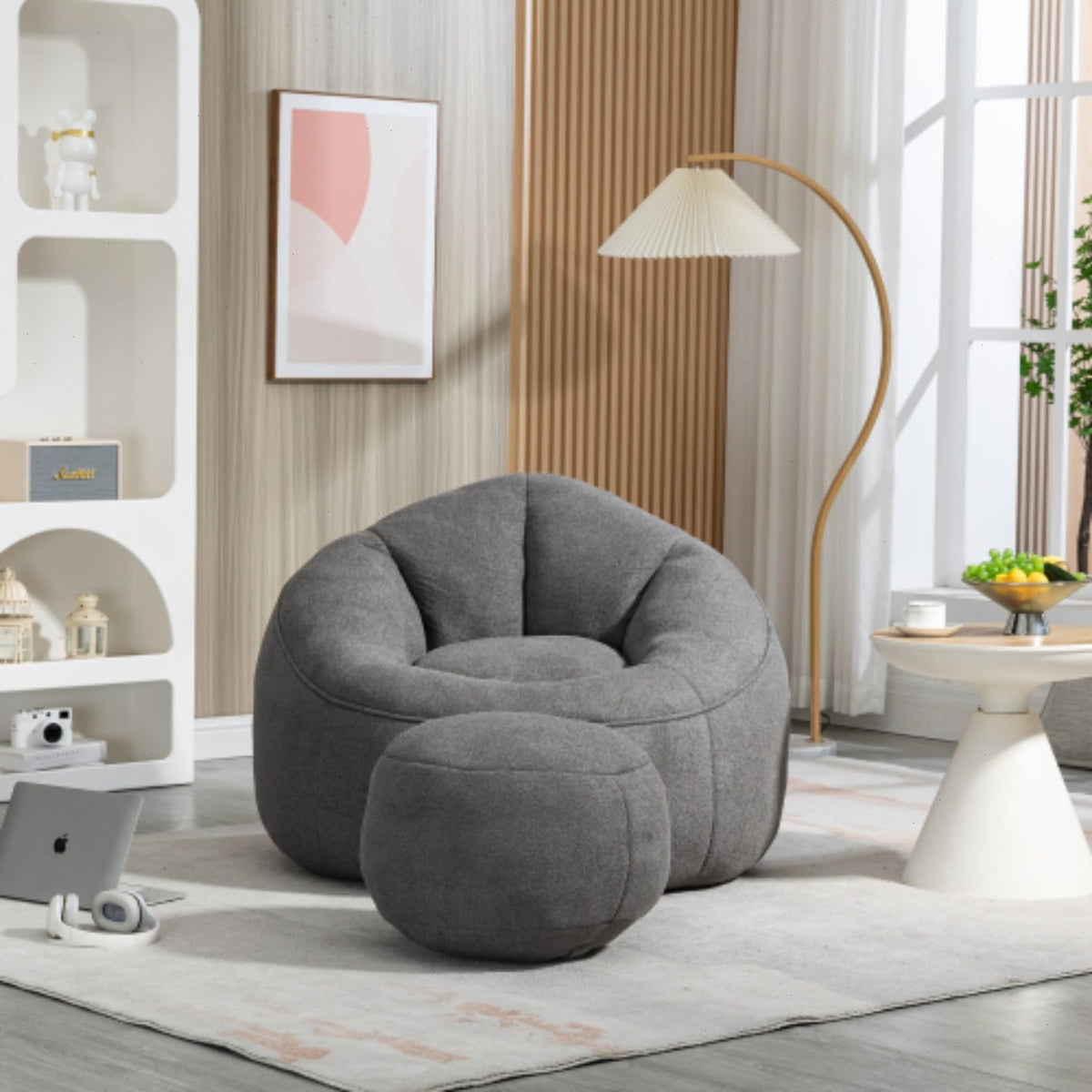 Microfiber Memory Foam Bean Bag Chair with Footstool G634