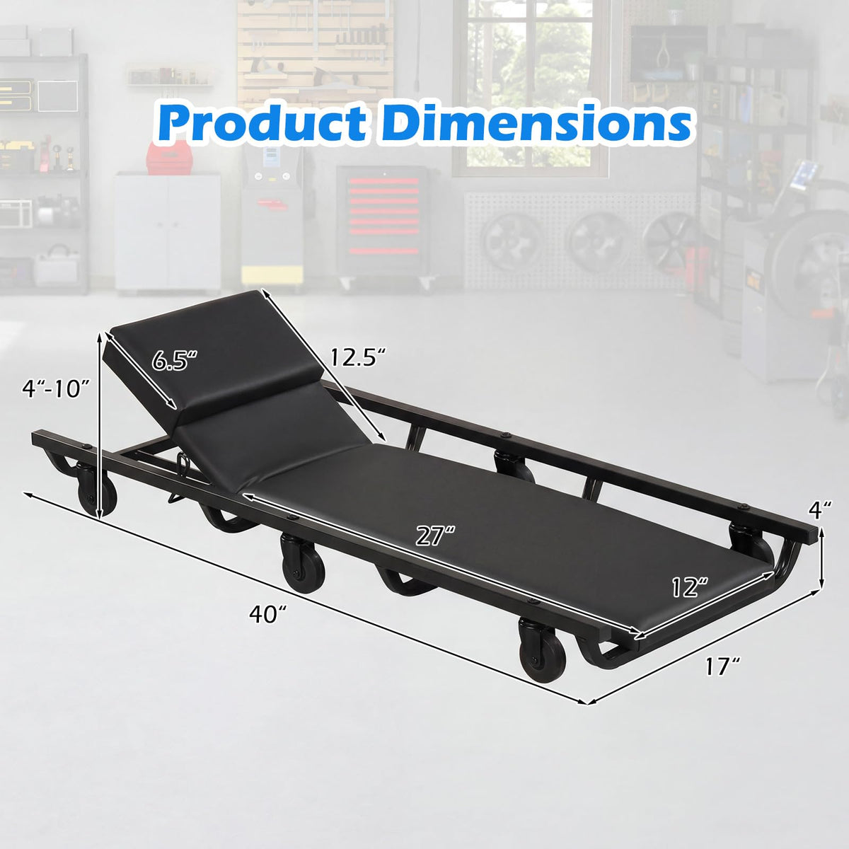 40 Inch Padded Rolling Creeper with 6 Swivel Casters R165