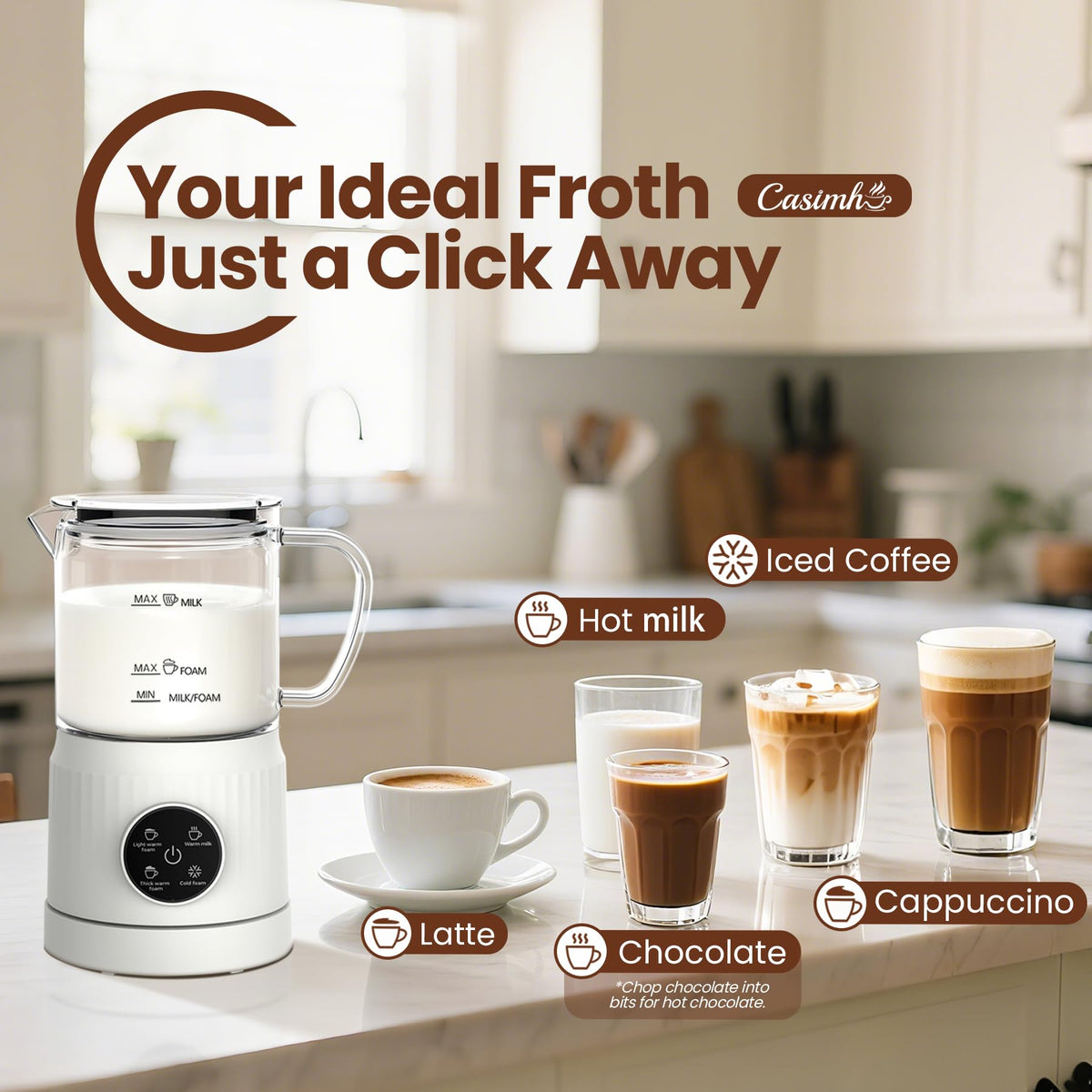 4-in-1 Electric Milk Frother and Steamer 13.52oz E638278