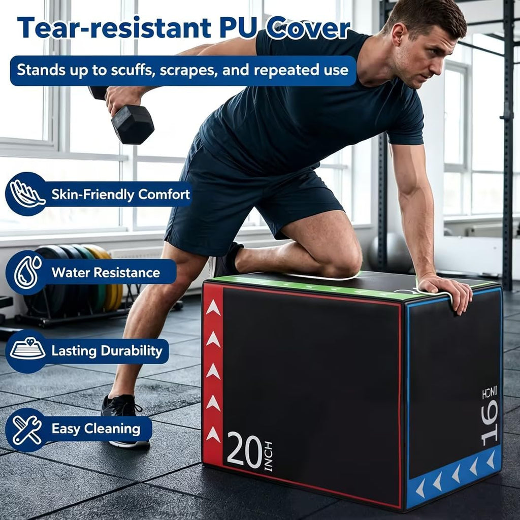 3 in 1 Plyometric Jump Box 16/20/24 Inch Soft Foam F511856