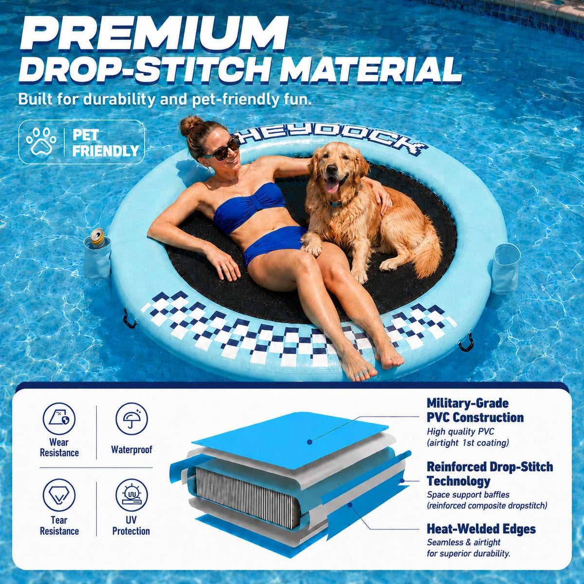 Inflatable Floating Ring Dock with Mesh, 8 FT B5899
