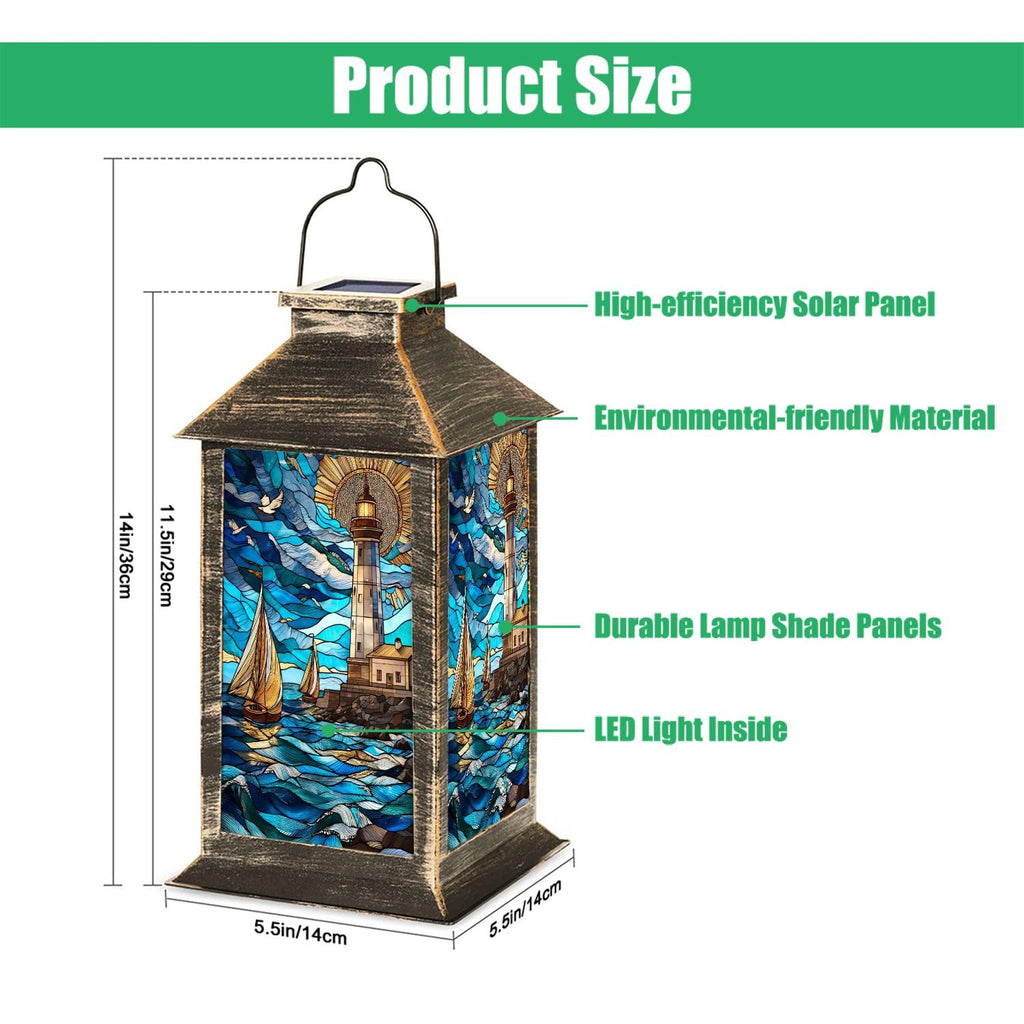 Solar Lantern Stained Glass Outdoor Waterproof Hanging Solar Light Z2304