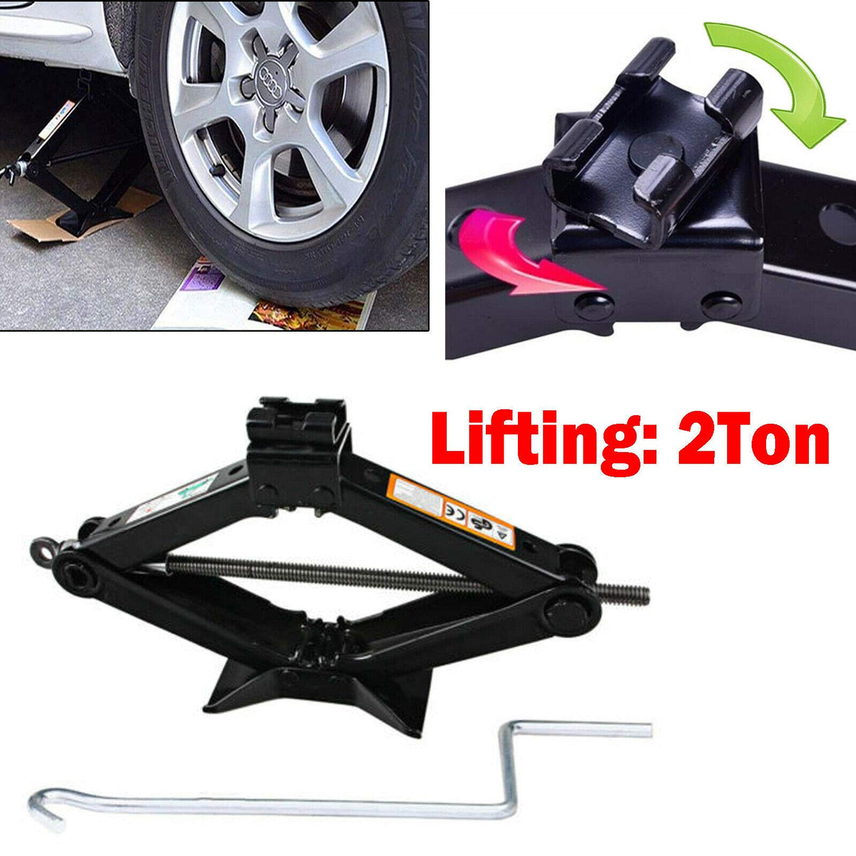Spare Tire Lug Wrench Tool and 2 Ton Scissor Jack Q442
