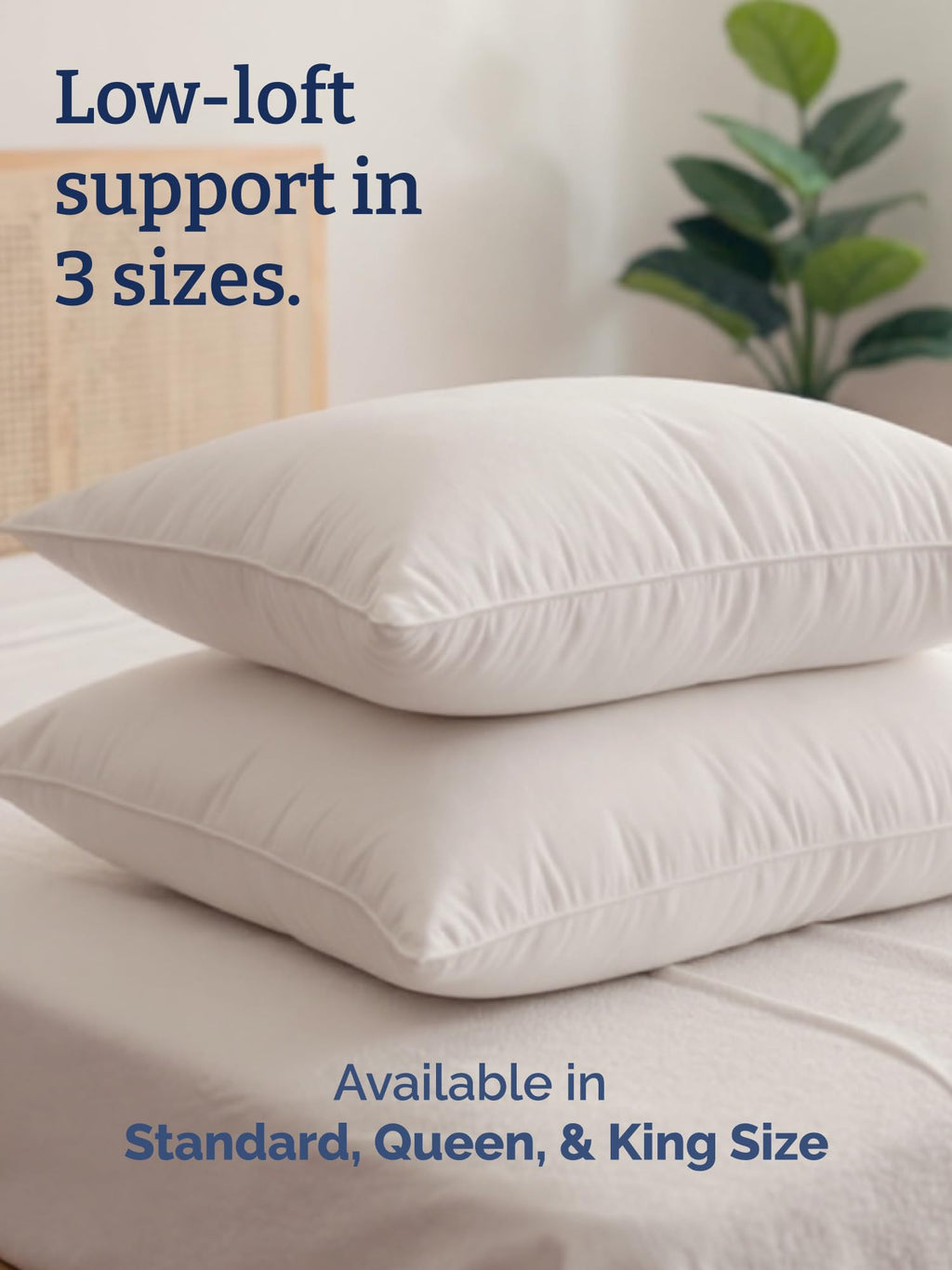 100% Cotton King Size Bed Pillows Set of 2 White E68804
