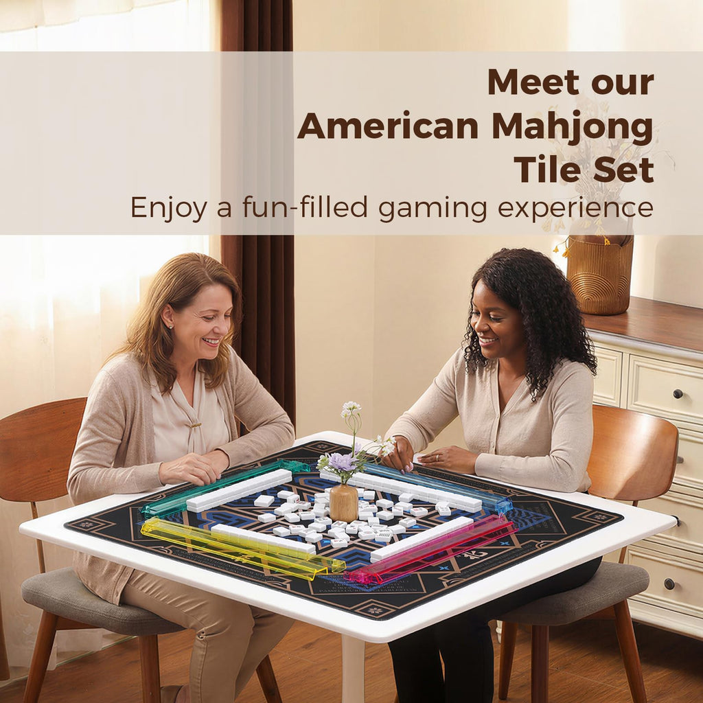 American Mahjong Set with 166 White Tiles and Racks Y744