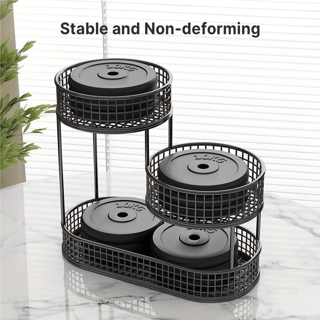 3-Tier Black Metal Fruit Basket with Cover R956412
