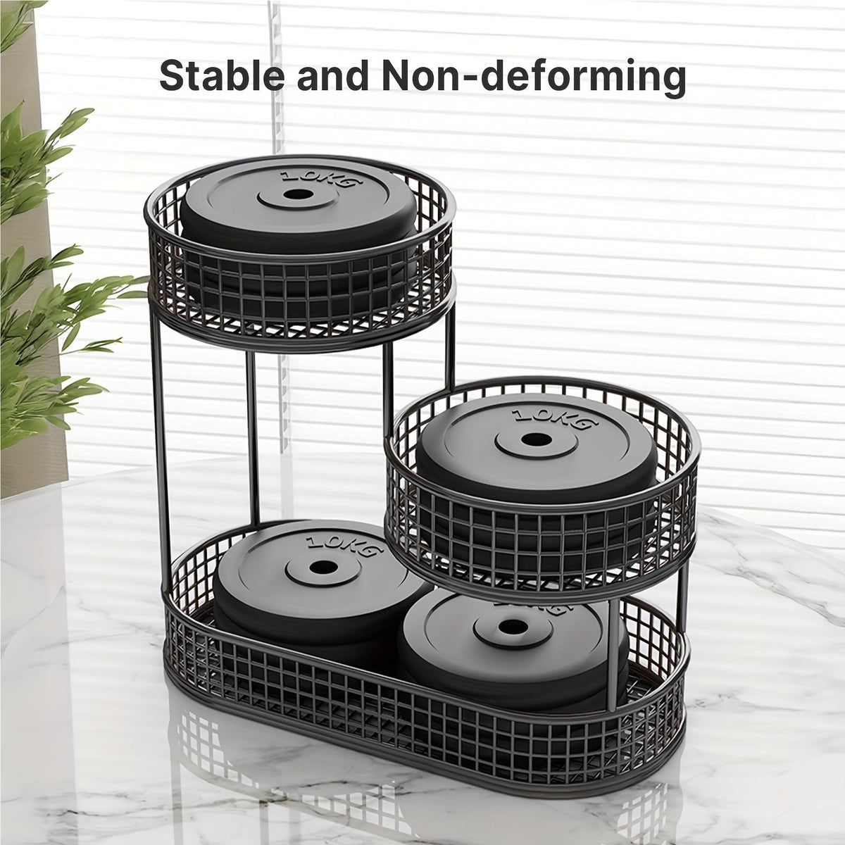 3-Tier Black Metal Fruit Basket with Cover R956412