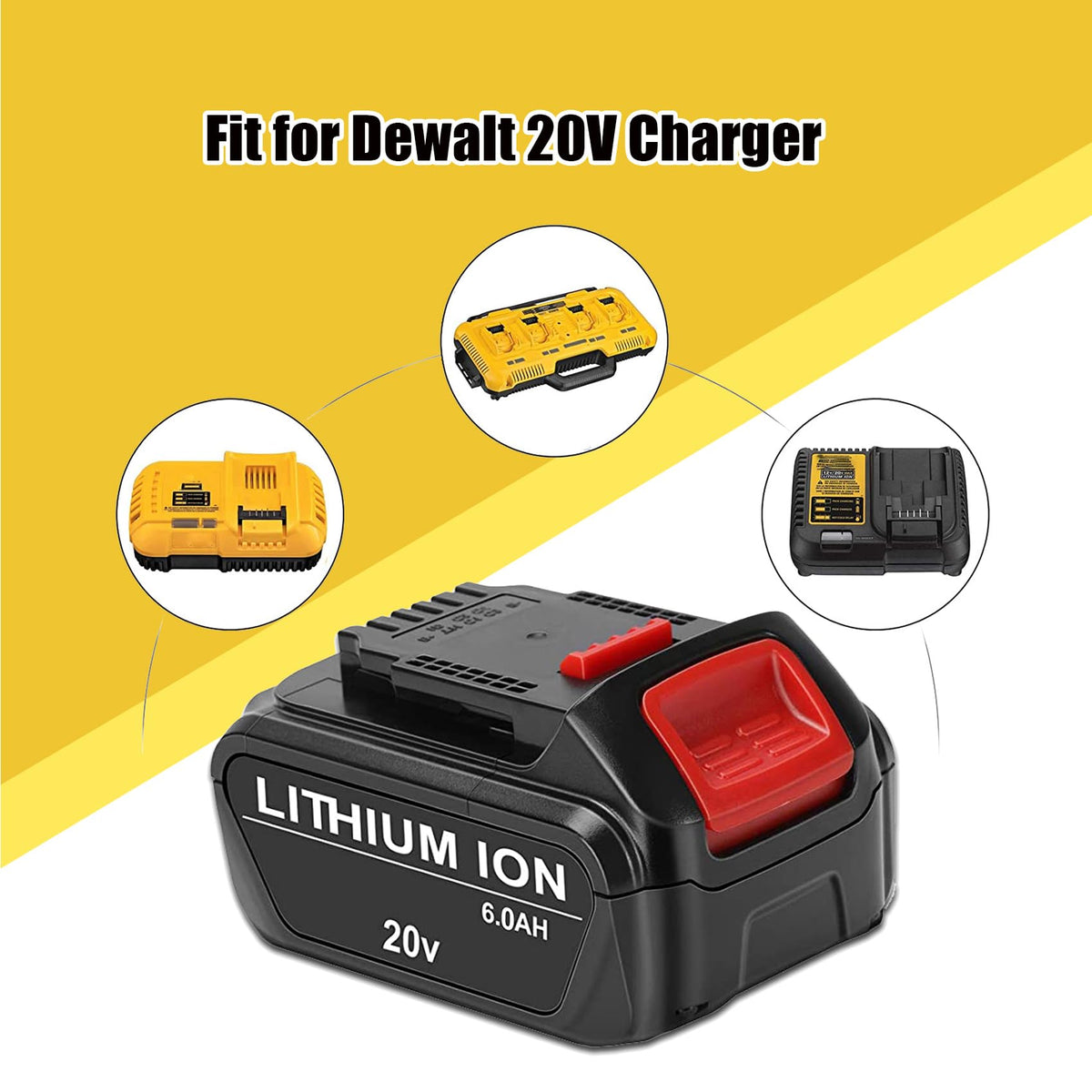 2 Pack 6.0Ah Replace Battery for 20V MAX Cordless Power Tools T14955
