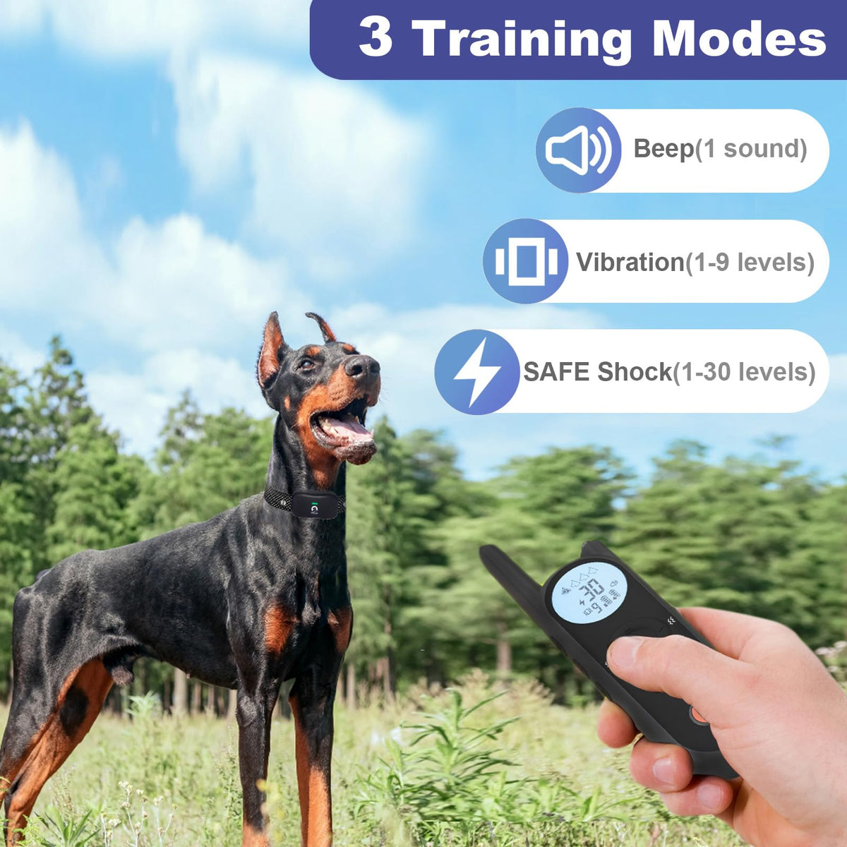 Wireless Dog Fence for 2 Dogs with Waterproof Collar V8399