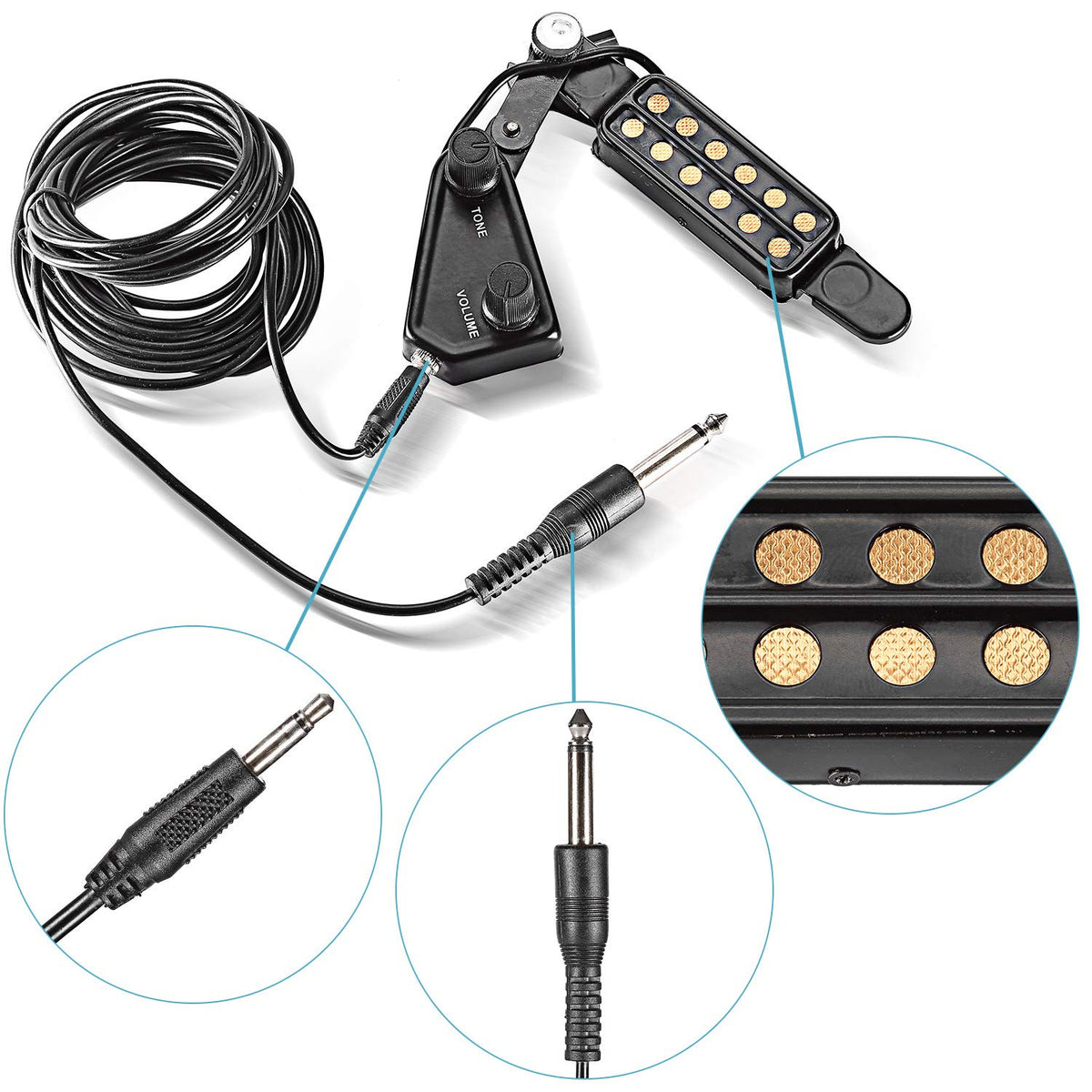 12 SoundHole Acoustic Guitar Pickup with Tone and Volume Control R602484