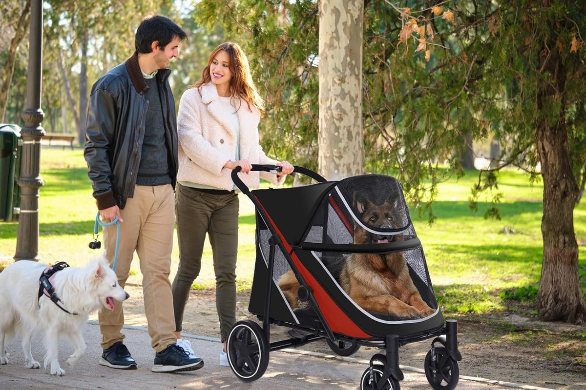 4 Wheel Foldable Dog Stroller with Mesh & Sunroof C506
