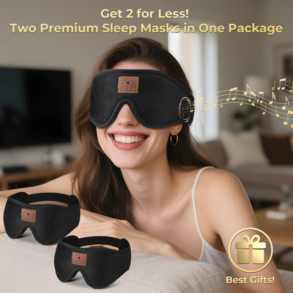 3D Bluetooth Sleep Mask with Headphones 2-Pack N133