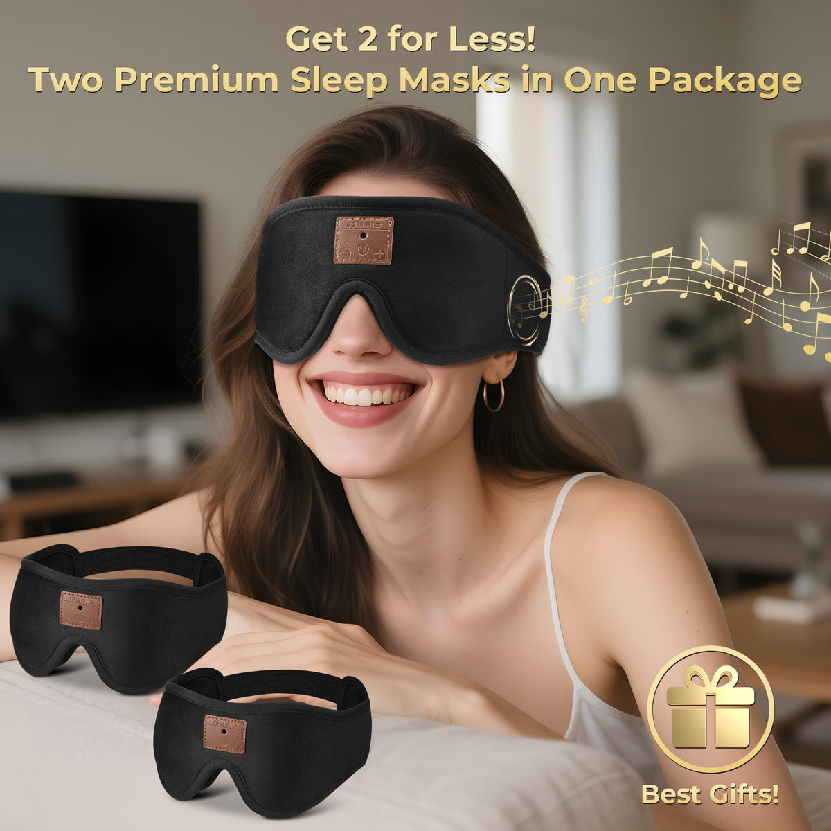 3D Bluetooth Sleep Mask with Headphones 2-Pack N133