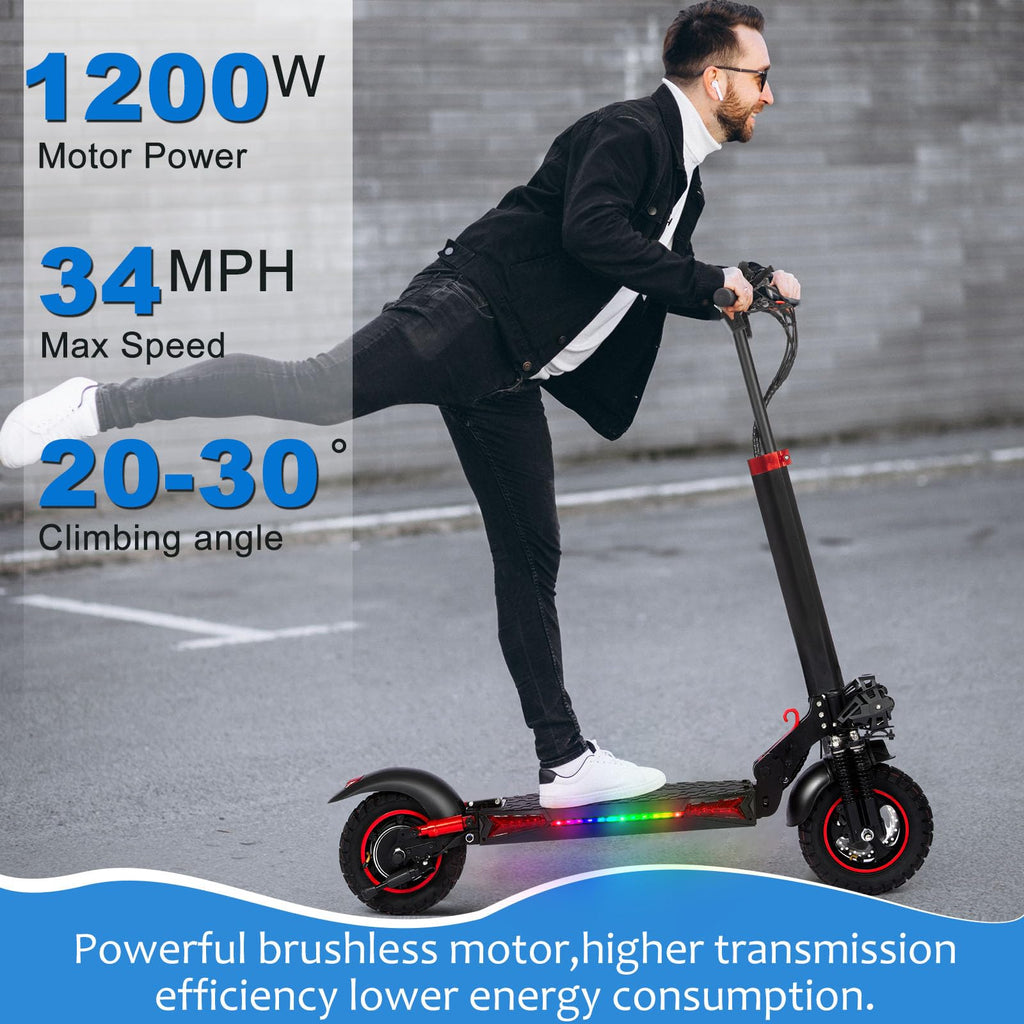 1200W 37 Mile Range 34MPH Foldable Electric Scooter with Seat Z278809