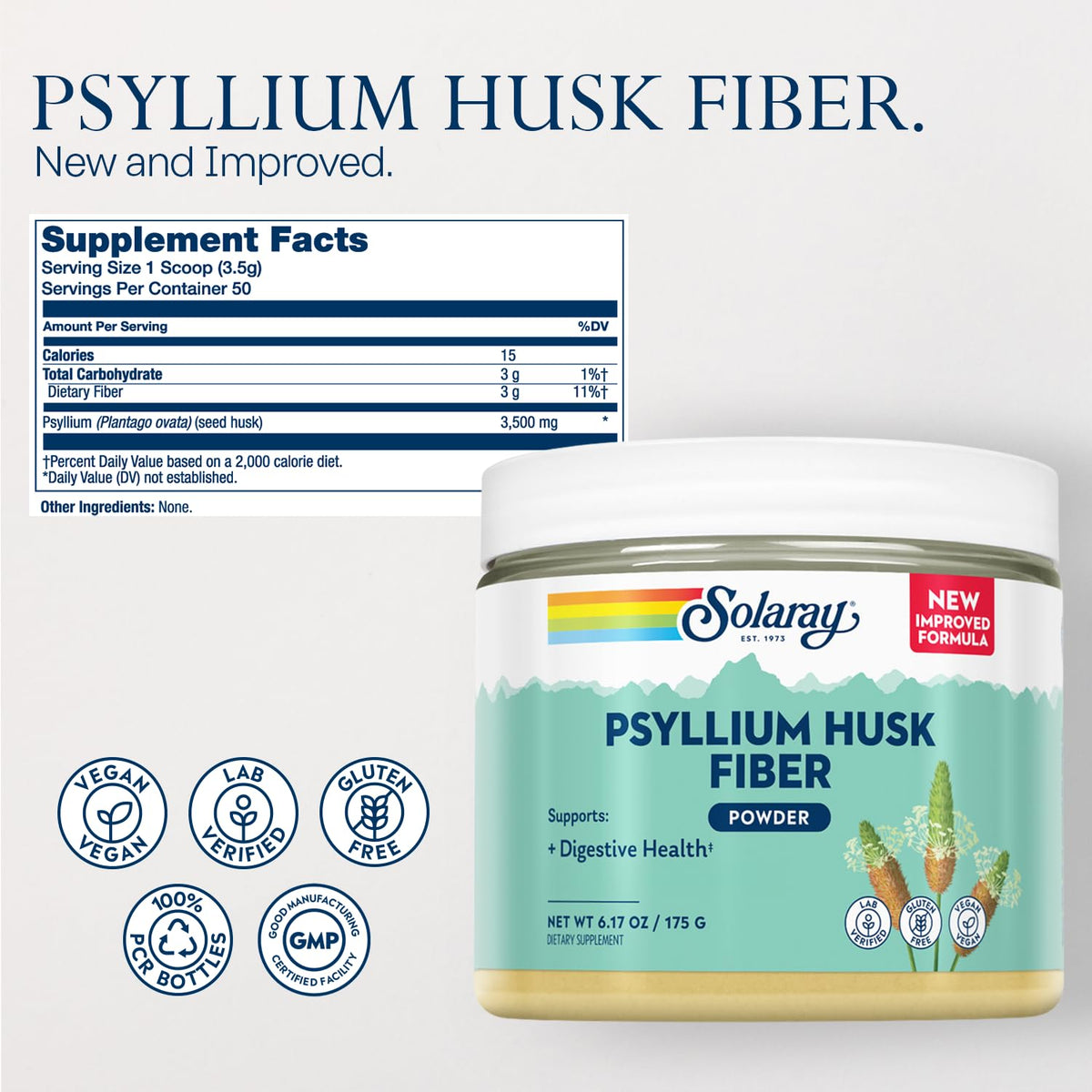 Psyllium Husk Powder Fiber Supplement 6.17 OZ E599068