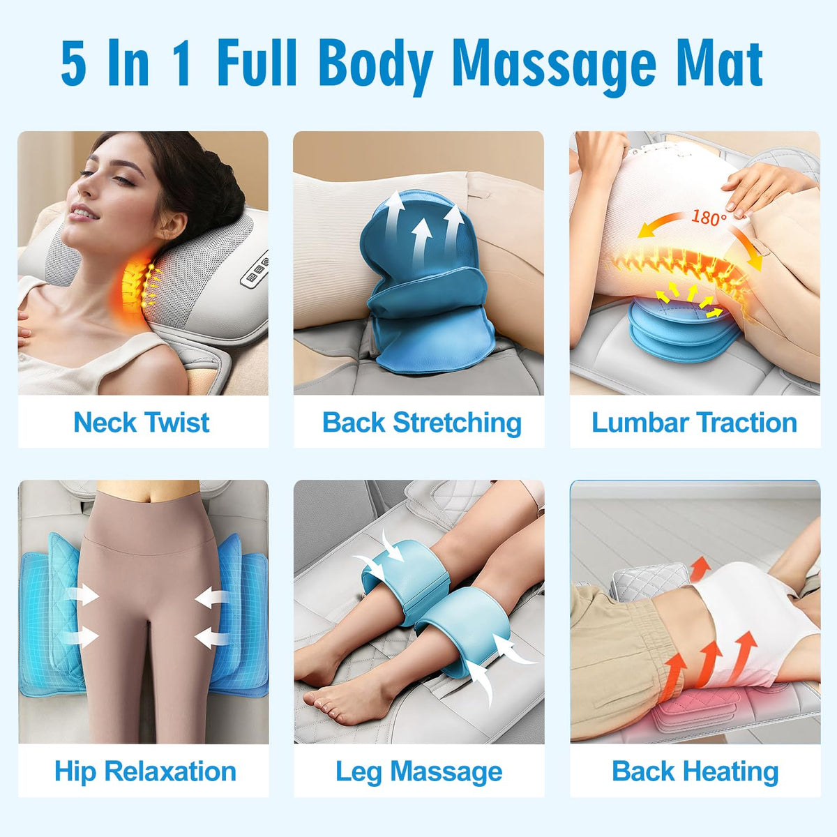 Full Body Massage Mat with Lumbar Pad & Headrest V397604