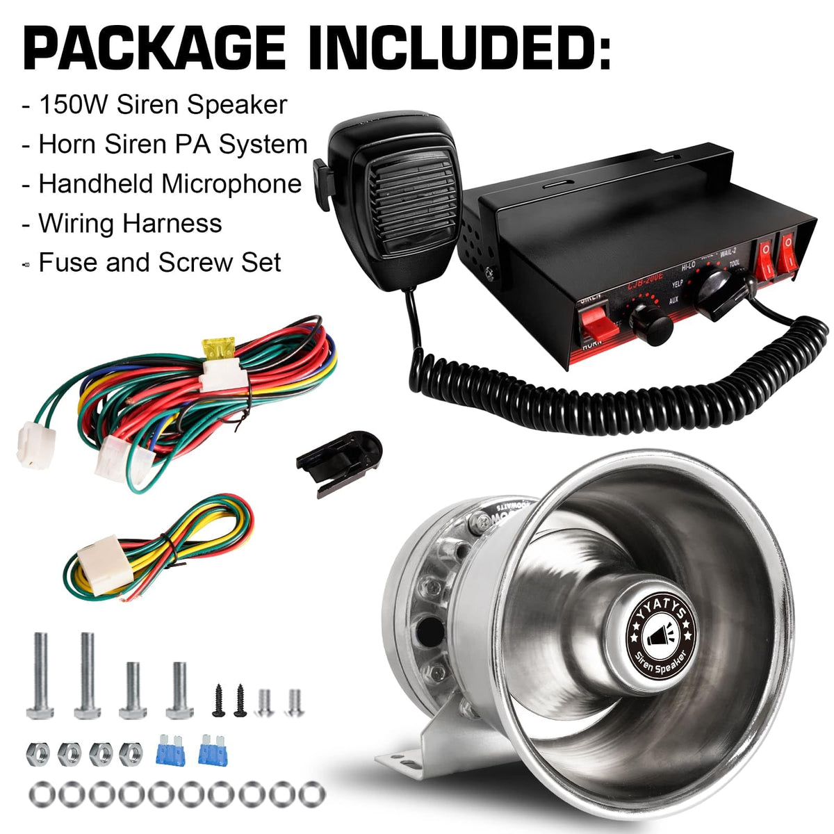 200W IP67 Waterproof Emergency Siren with Mic & Speaker W940763
