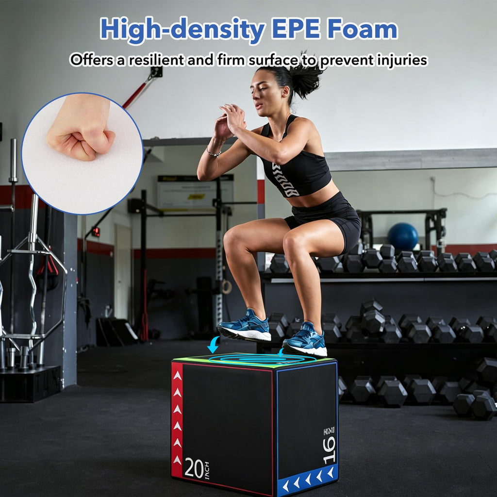 3 in 1 Plyometric Jump Box 16/20/24 Inch Soft Foam F511856