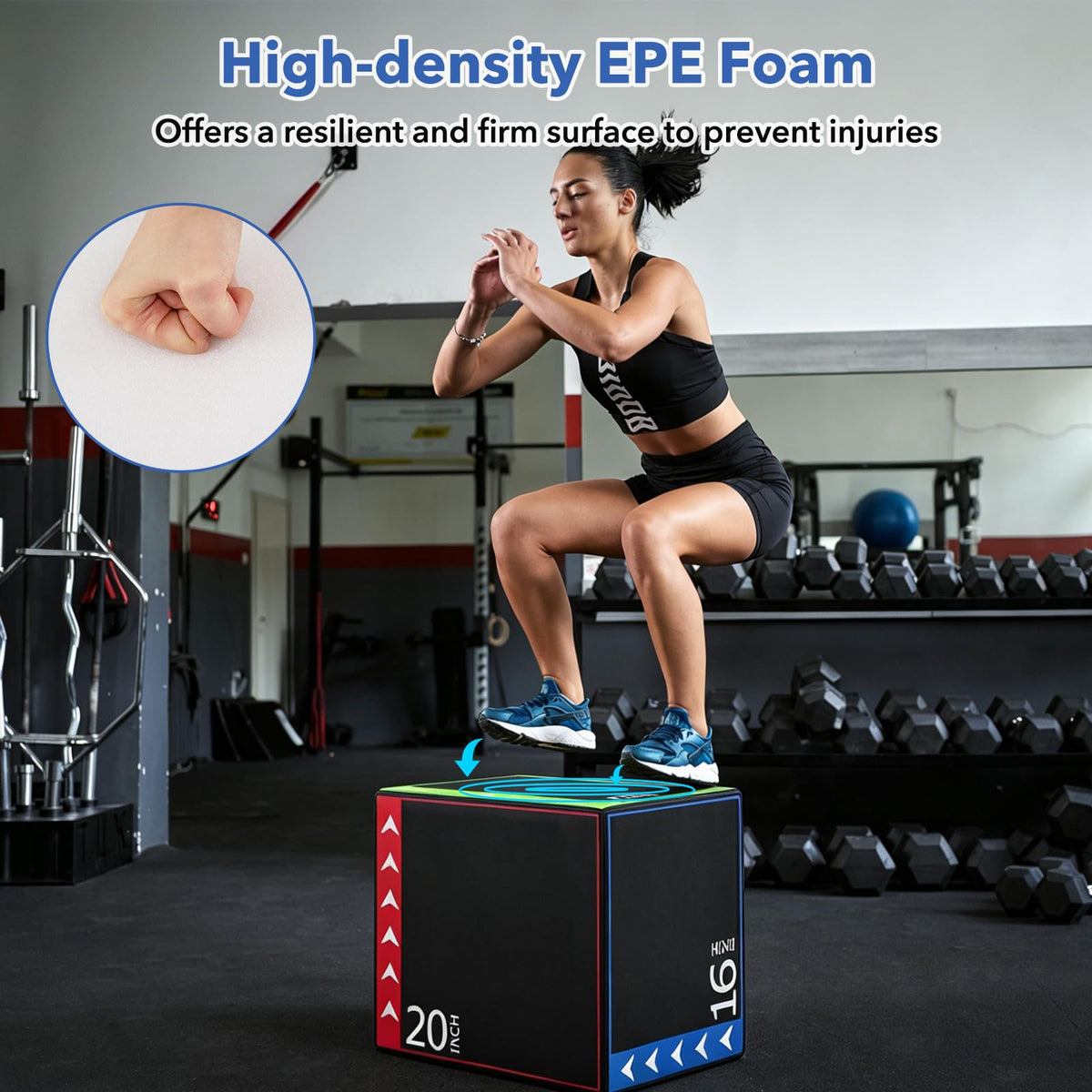 3 in 1 Plyometric Jump Box 16/20/24 Inch Soft Foam F511856