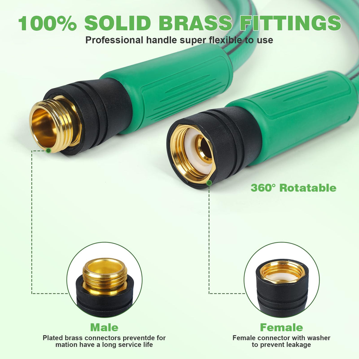 Heavy Duty 5/8 in x 100 FT Hybrid Rubber Garden Hose C92764