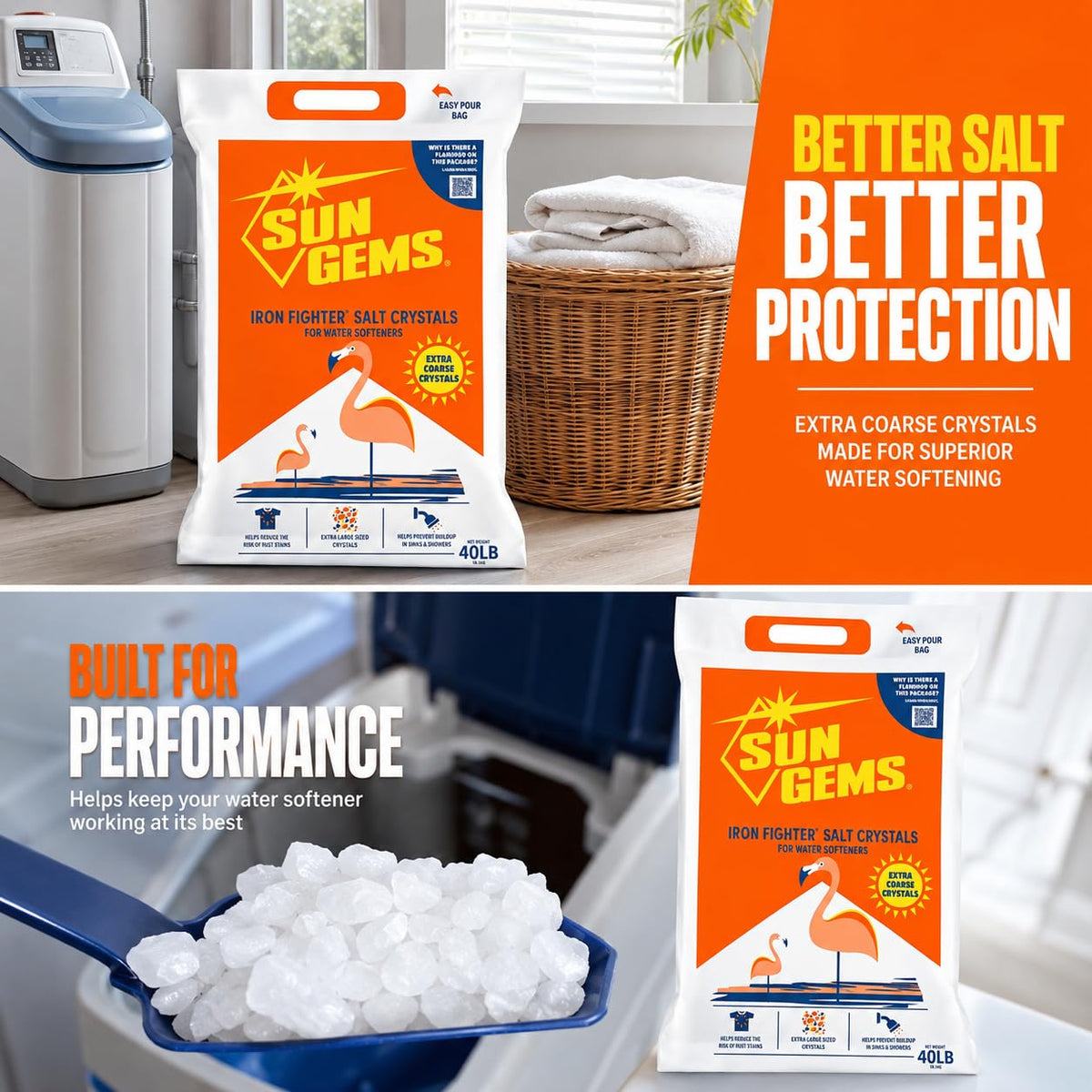 Water Softener Salt Crystals 40 lb Extra Coarse K6026