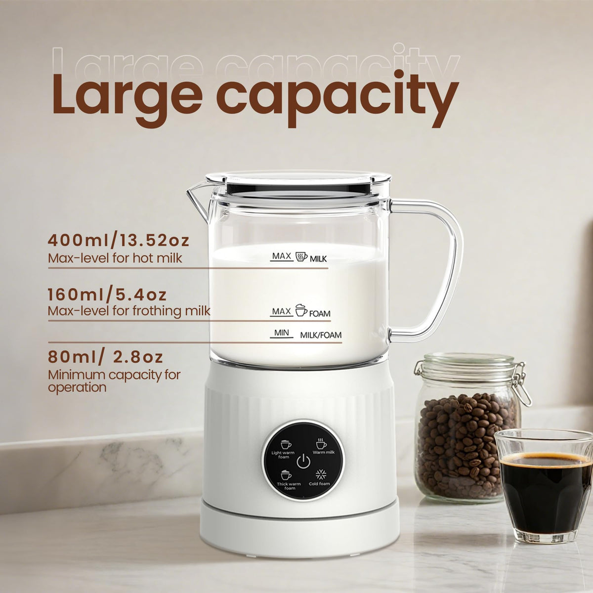 4-in-1 Electric Milk Frother and Steamer 13.52oz E638278