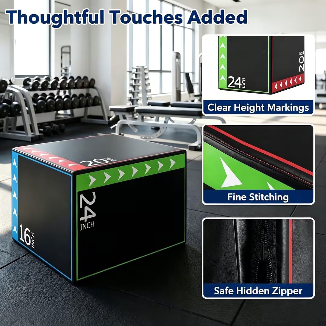 3 in 1 Plyometric Jump Box 16/20/24 Inch Soft Foam F511856