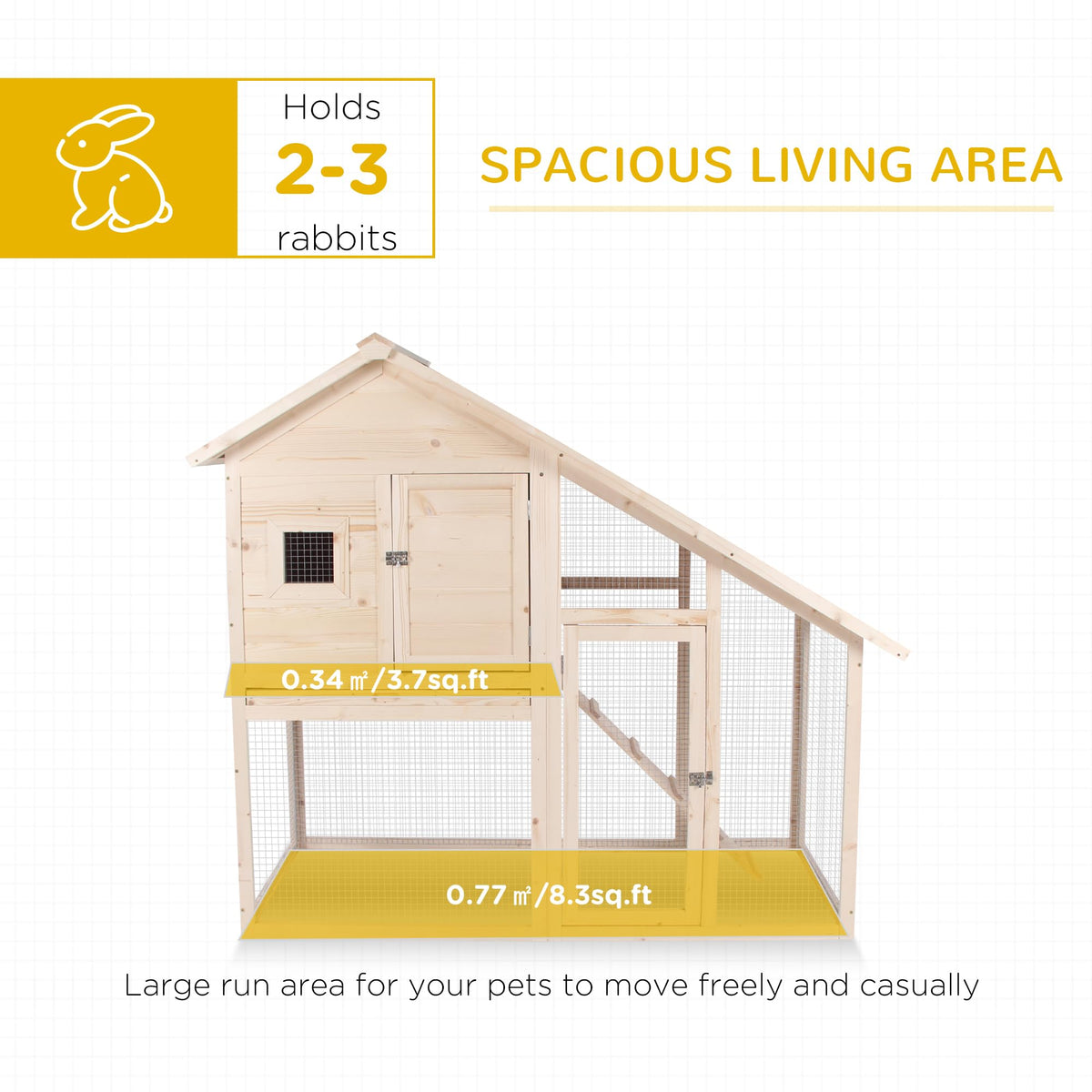 55 Inch 2-Tier Wooden Rabbit Hutch M272