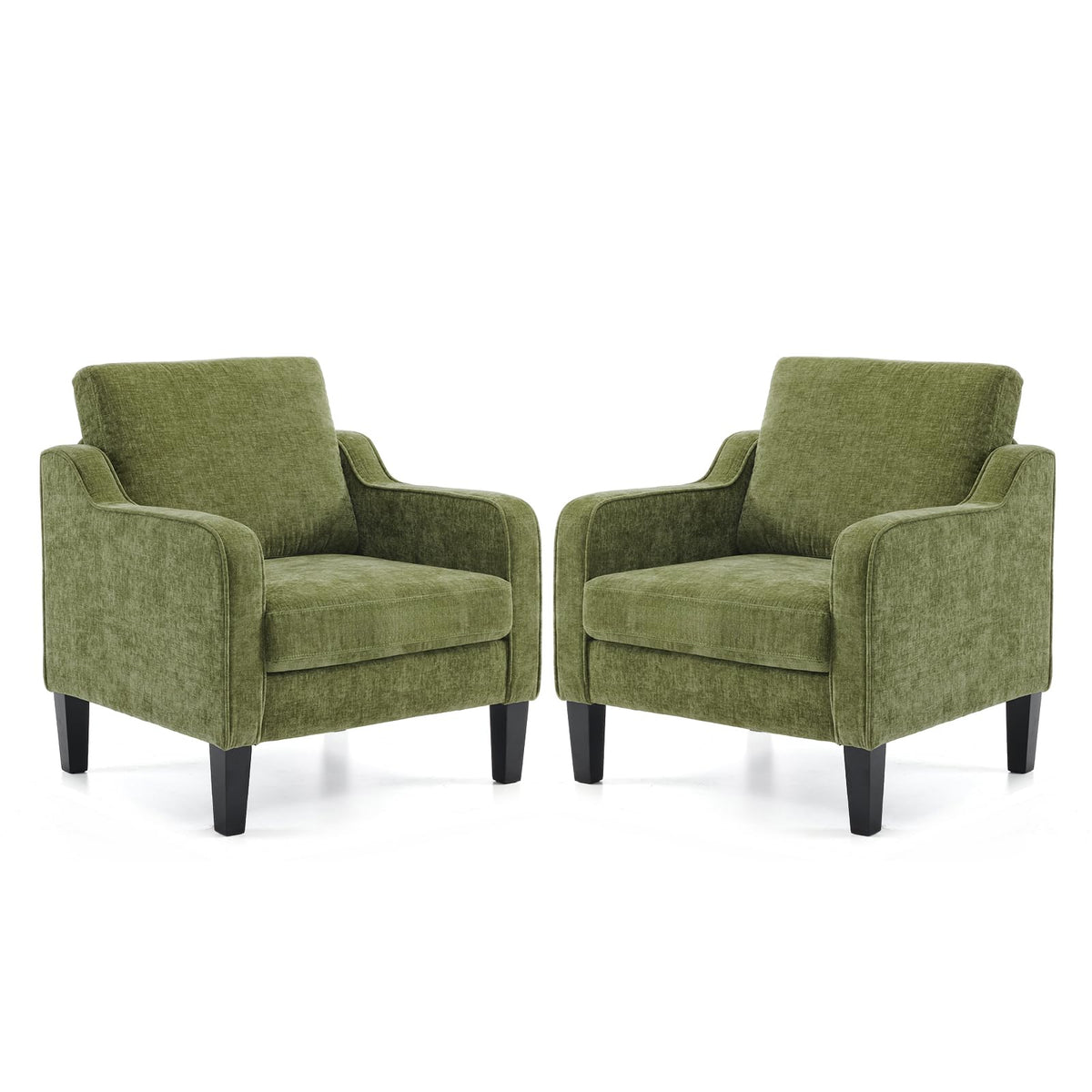 Olive Green Chenille Accent Chairs Set of 2 X459