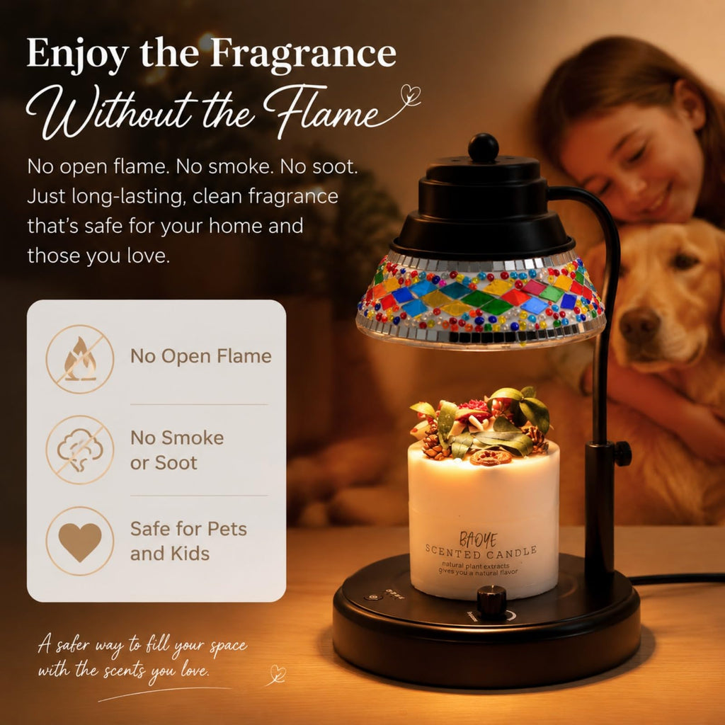 Black Candle Warmer Lamp with Timer & Dimmer P13515