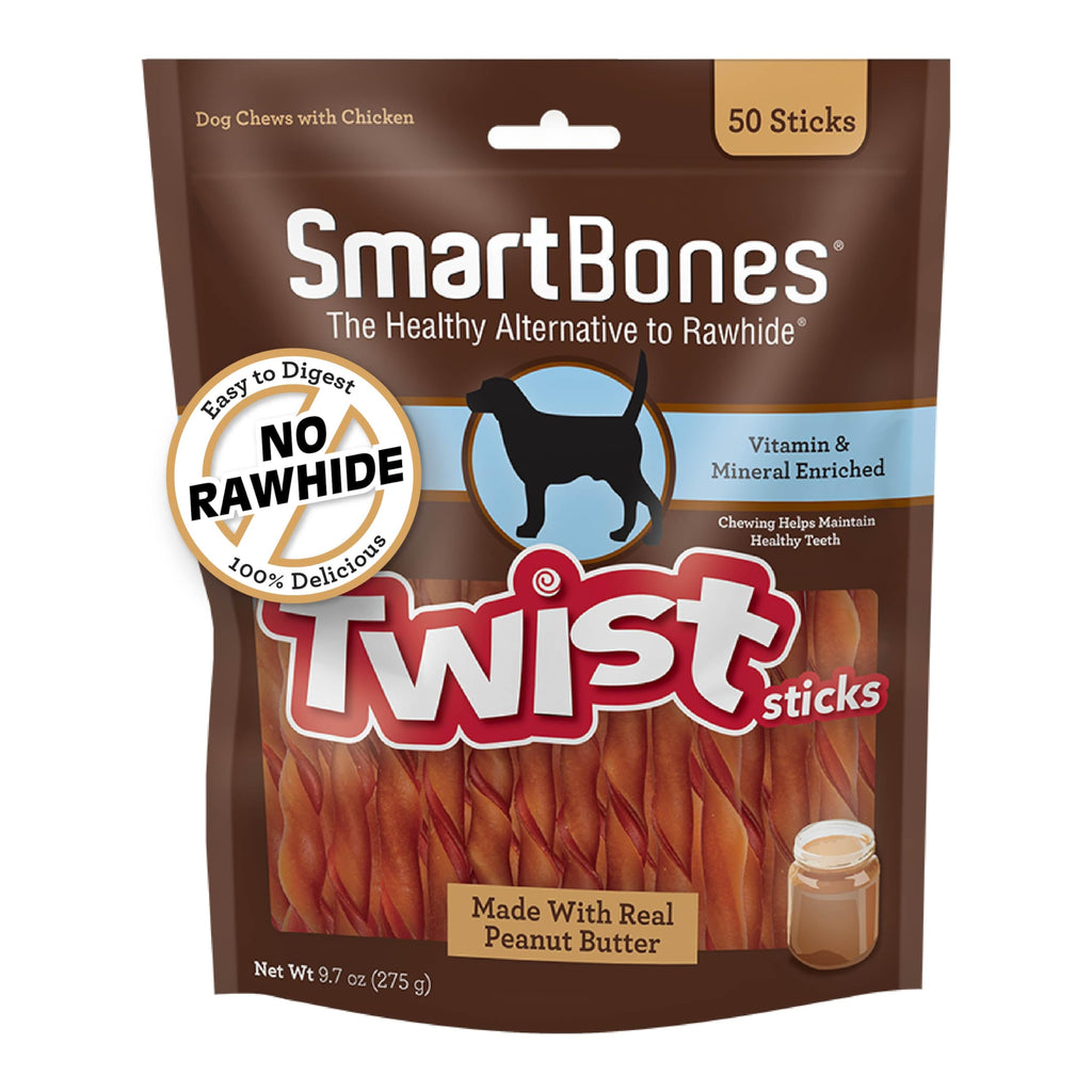 Peanut Butter Rawhide-Free Dog Treats 50 Count P6814