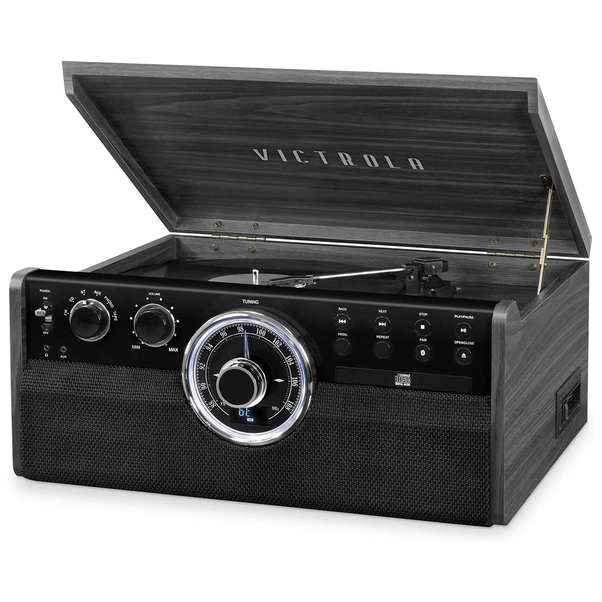 Black 6-in-1 Bluetooth Record Player with Stand A6630