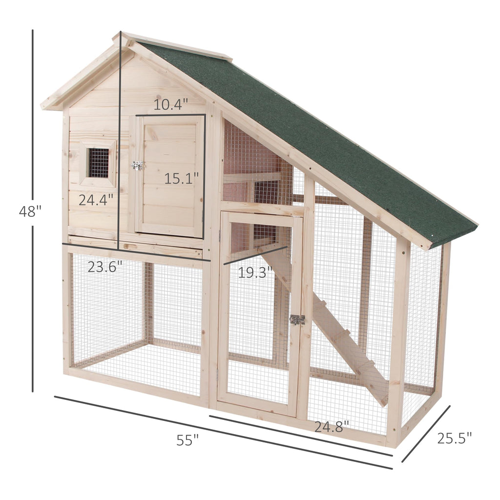55 Inch 2-Tier Wooden Rabbit Hutch M272