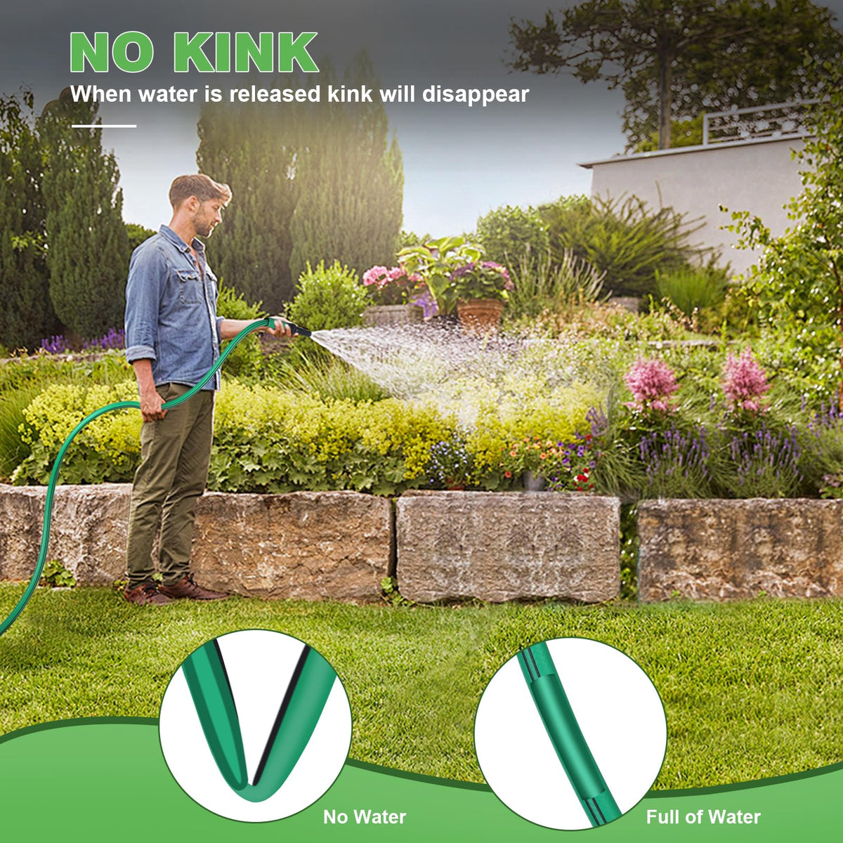 Heavy Duty 5/8 in x 100 FT Hybrid Rubber Garden Hose C92764
