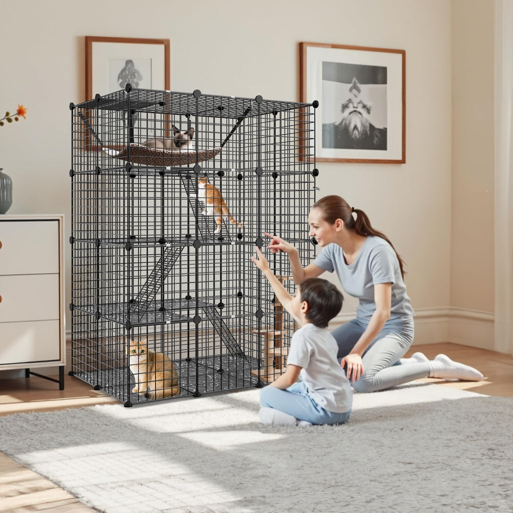 4-Tier Metal Wire Cat Cage with Hammock K38005
