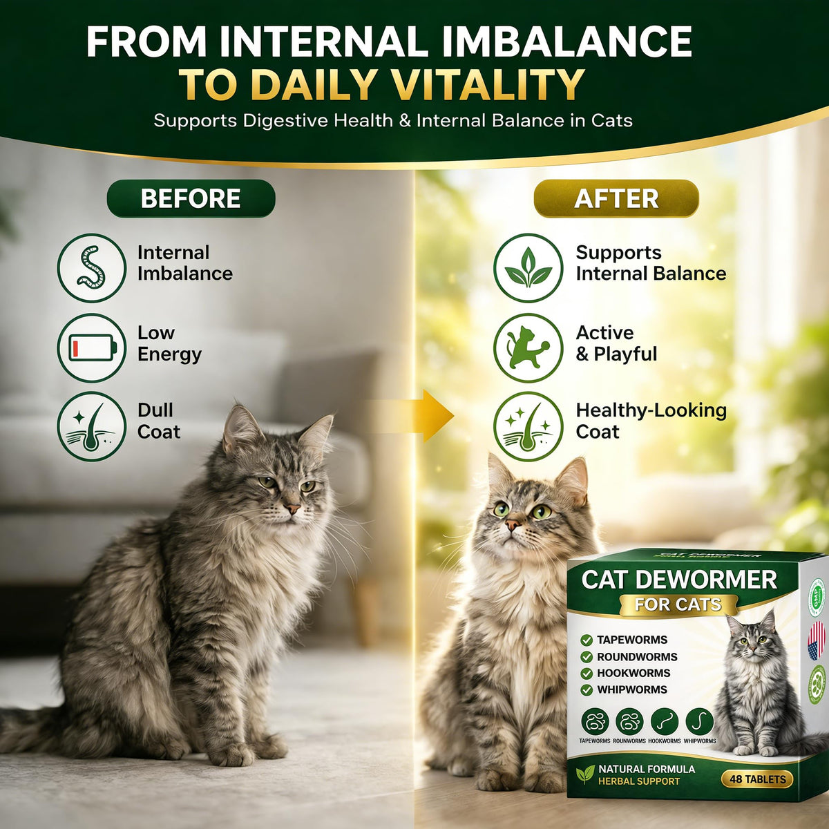 Broad Spectrum Cat Dewormer 48 Tablets Z36901