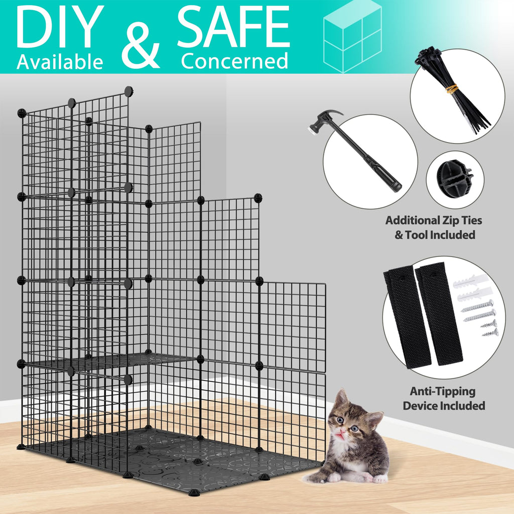 4-Tier Metal Wire Cat Cage with Hammock K38005