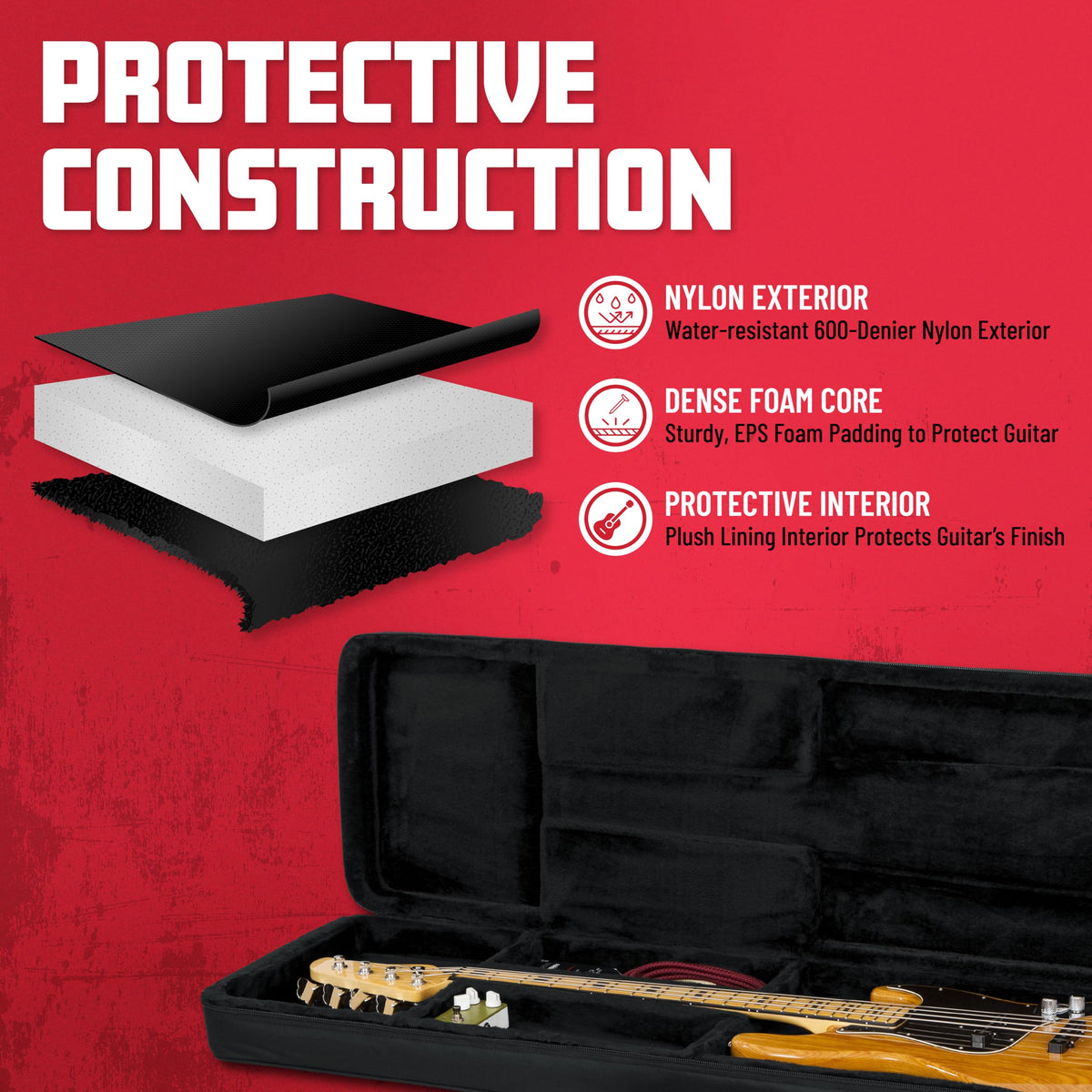 Lightweight Polyfoam Guitar Case for Electric Bass Guitars N481