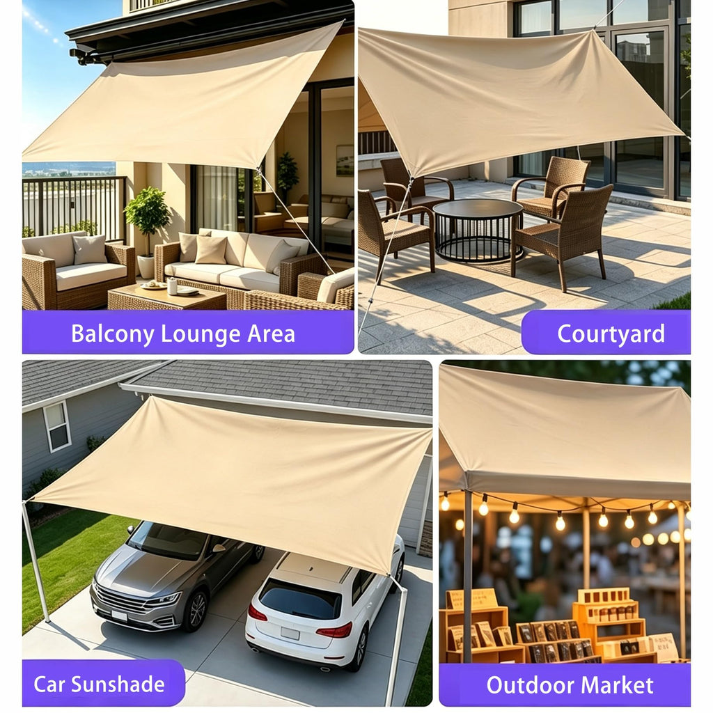 Waterproof Heavy-Duty Rectangle Sun Shade Sail with Rope J6839