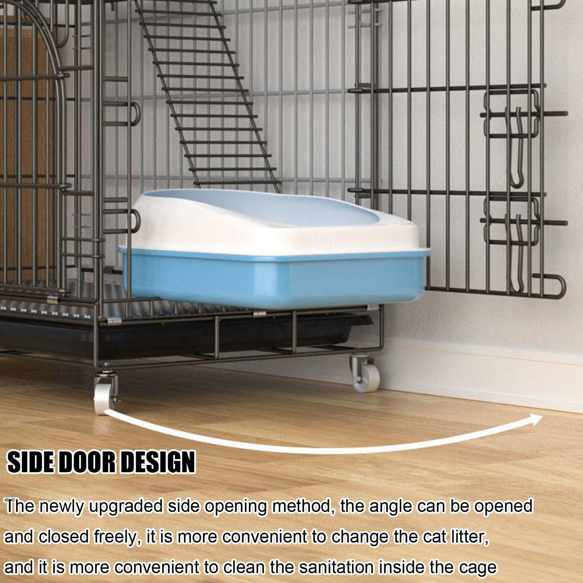 Collapsible Metal Wire Cat Cage with Wheels D845