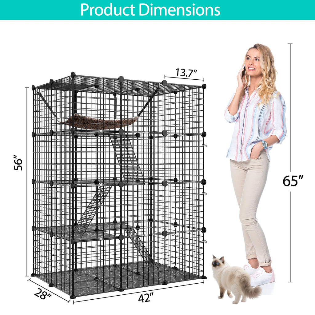 4-Tier Metal Wire Cat Cage with Hammock K38005