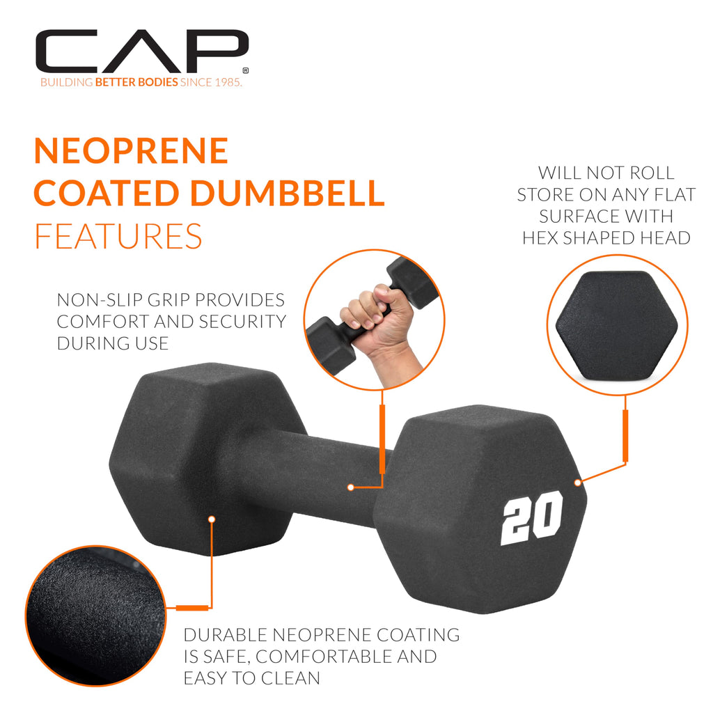 Black 20 lb Neoprene Dumbbell Pair U9829
