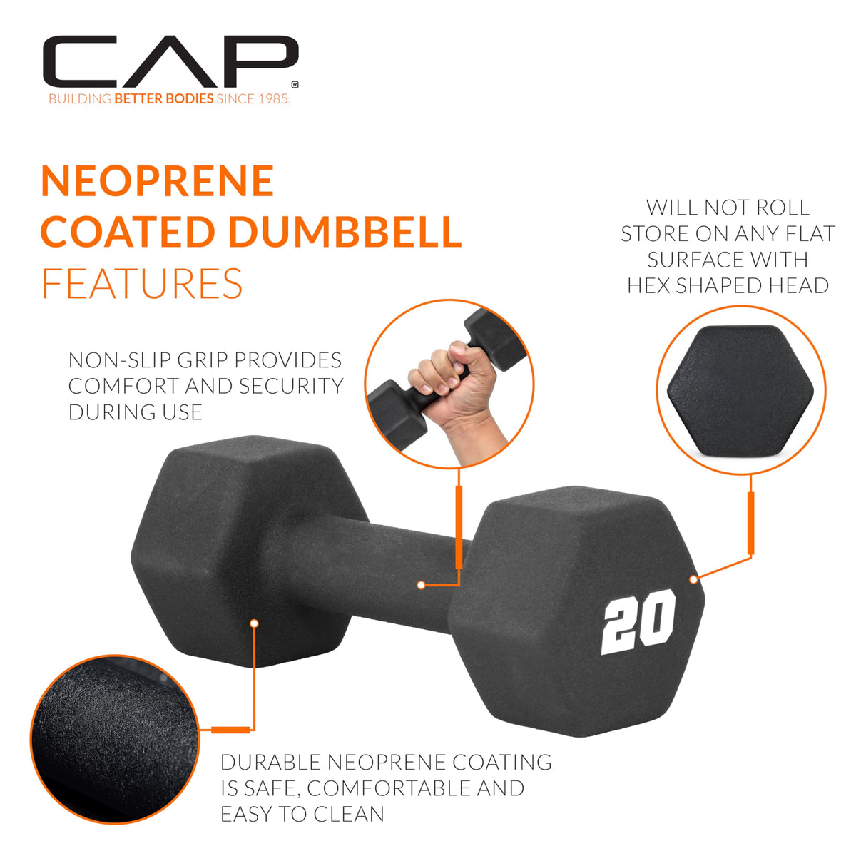 Black 20 lb Neoprene Dumbbell Pair U9829