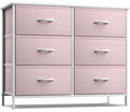 Pink 6 Drawer Fabric Dresser W44818