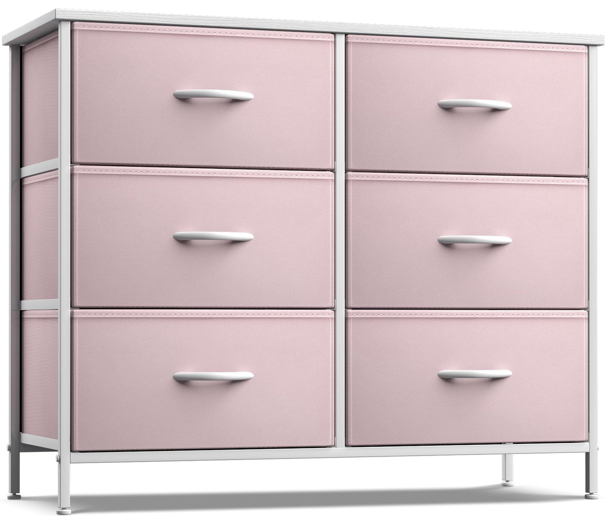 Pink 6 Drawer Fabric Dresser W44818