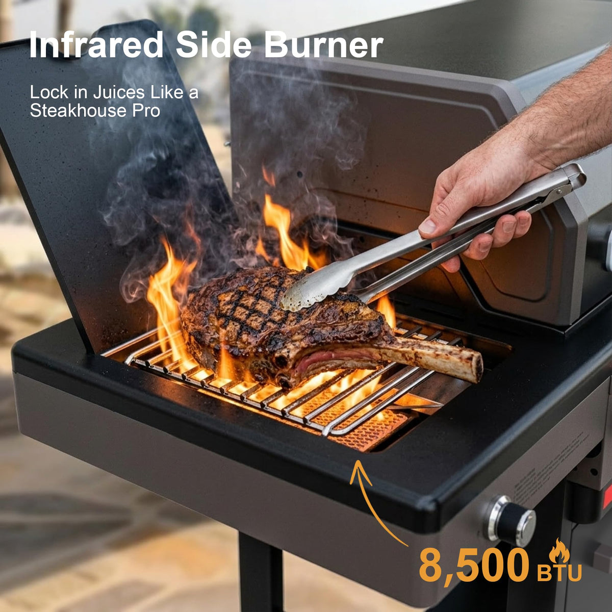 4 Burner Propane Gas Grill with Infrared Side Burner A52474