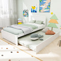 White Twin Trundle Bed with Headboard J4108