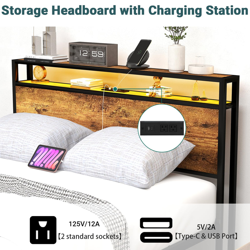 Queen Bed Frame with 8 Storage Drawers F789581