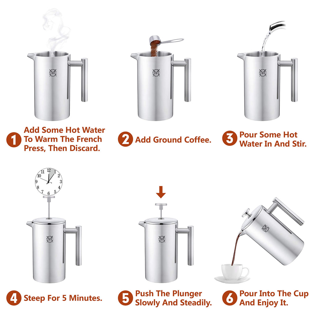 Single Serve Stainless Steel Thermal French Press M243