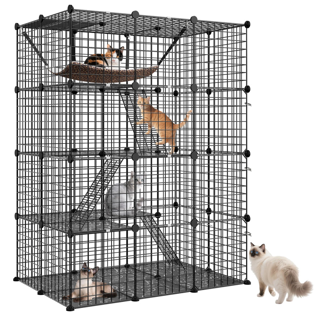 4-Tier Metal Wire Cat Cage with Hammock K38005